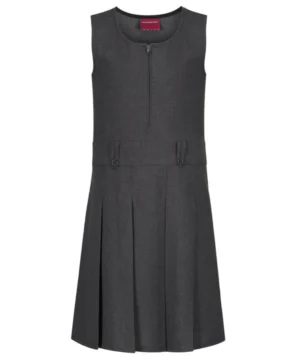 Grey Flower button Pinafore (Ages 3/4-11/12)